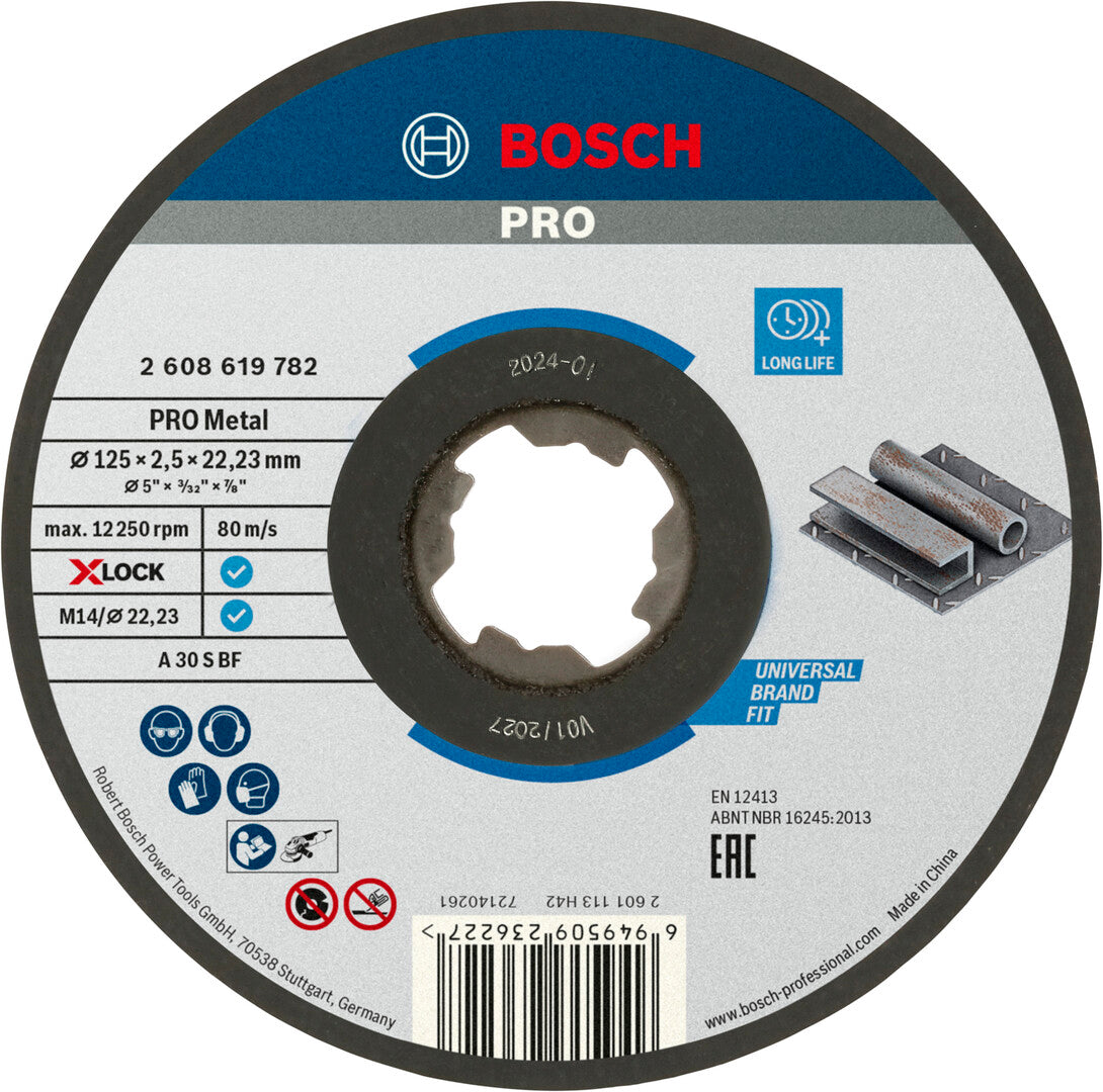 Bosch Professional Metal Bonded Cutting Disc 125 x 2.5 x 22.23mm X-Loc ...