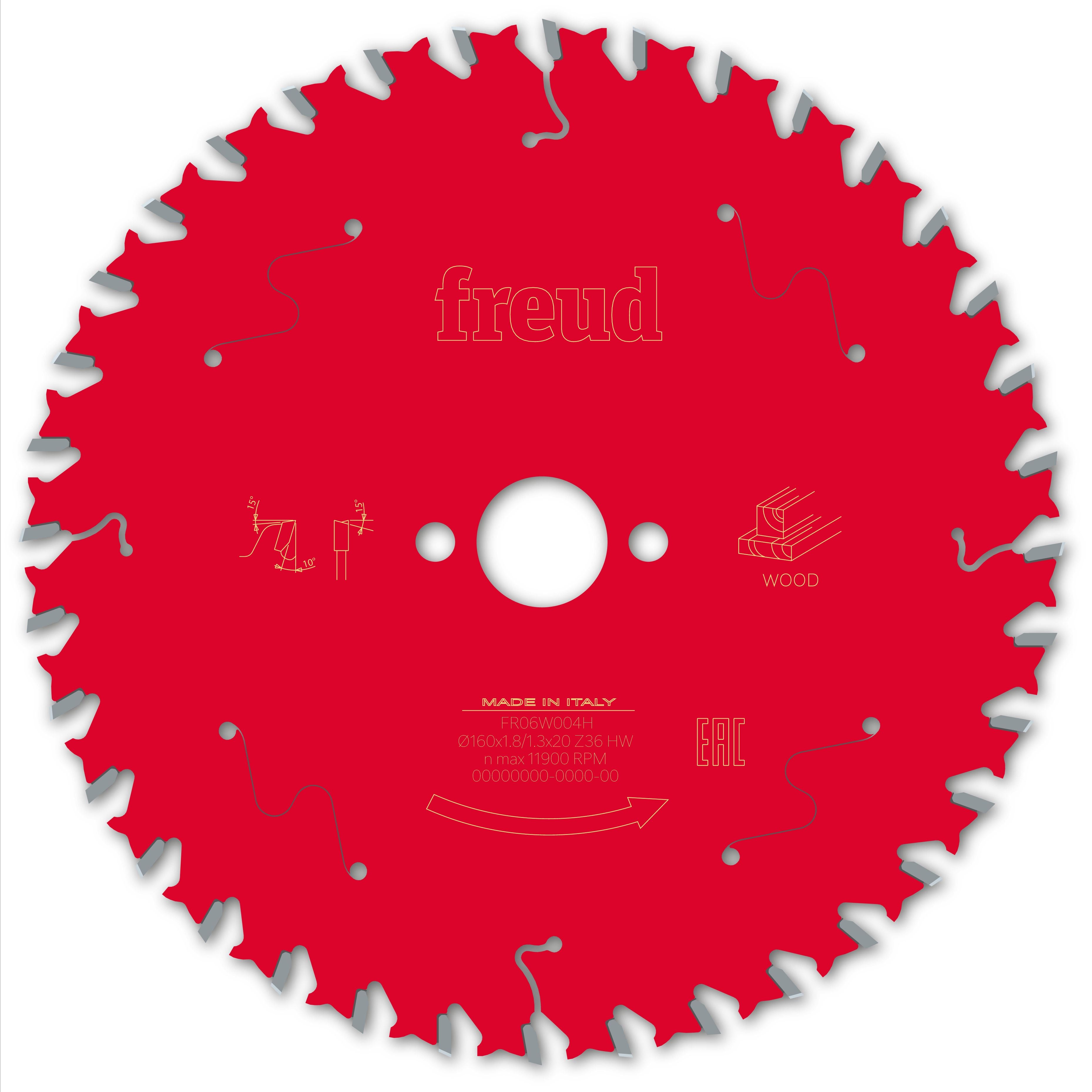 Freud F03FS09676 Wood Circular Saw Blade 160mm x 20mm x 1.8mm x 36T