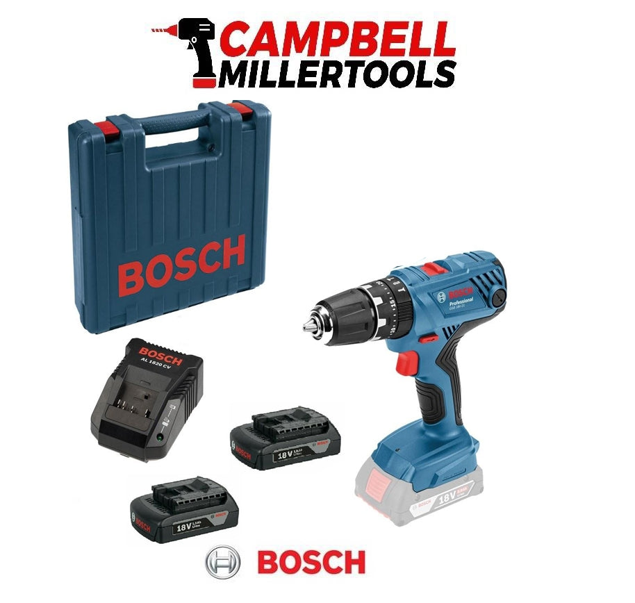 Bosch GSB 18 V 21 Cordless Combi Drill 2 x 1.5Ah in Carry Case 06019H1 ...