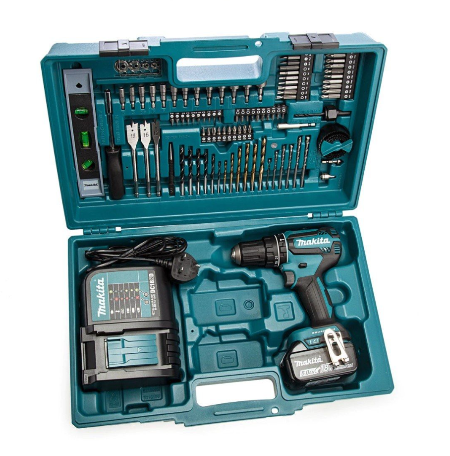 Makita DHP485STX5 18v LXT Combi Drill x Battery 101pc