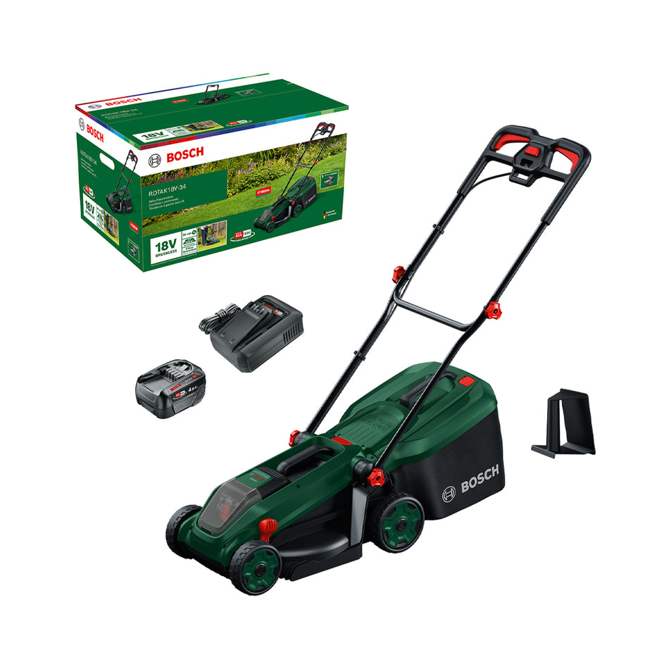 Bosch DIY Rotak 18V-34 (1 x 4.0Ah) Cordless Lawn Mower 06008B9N70