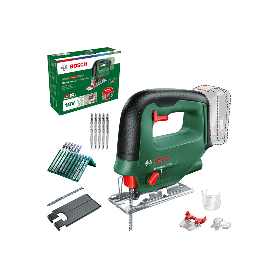 Bosch DIY UniversalSaw 18V-100 (Baretool, 15 PCE Blade) Cordless Jigsaw 0603011101