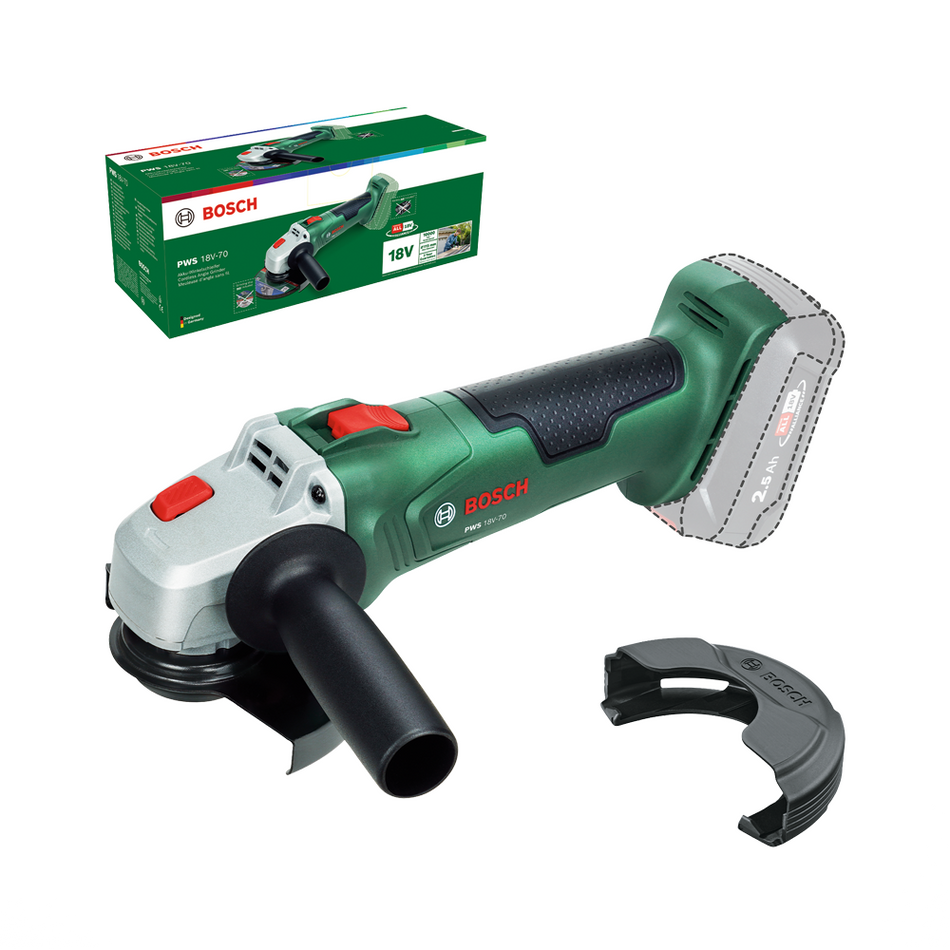 Bosch DIY Angle Grinder PWS 18V-70 (Baretool, 125MM) Cordless Angle Grinder 06033E6001