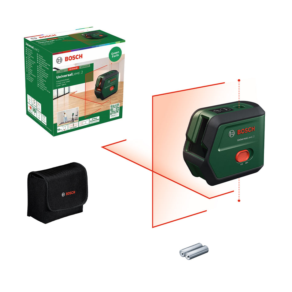Bosch DIY UniversalLevel 2 Cordless Cross Line Laser 0603663F00