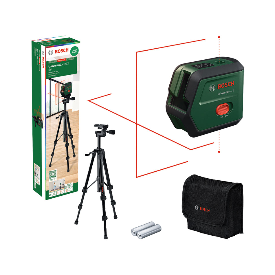 Bosch DIY UniversalLevel 2 (Tripod) Cordless Cross Line Laser 0603663F01