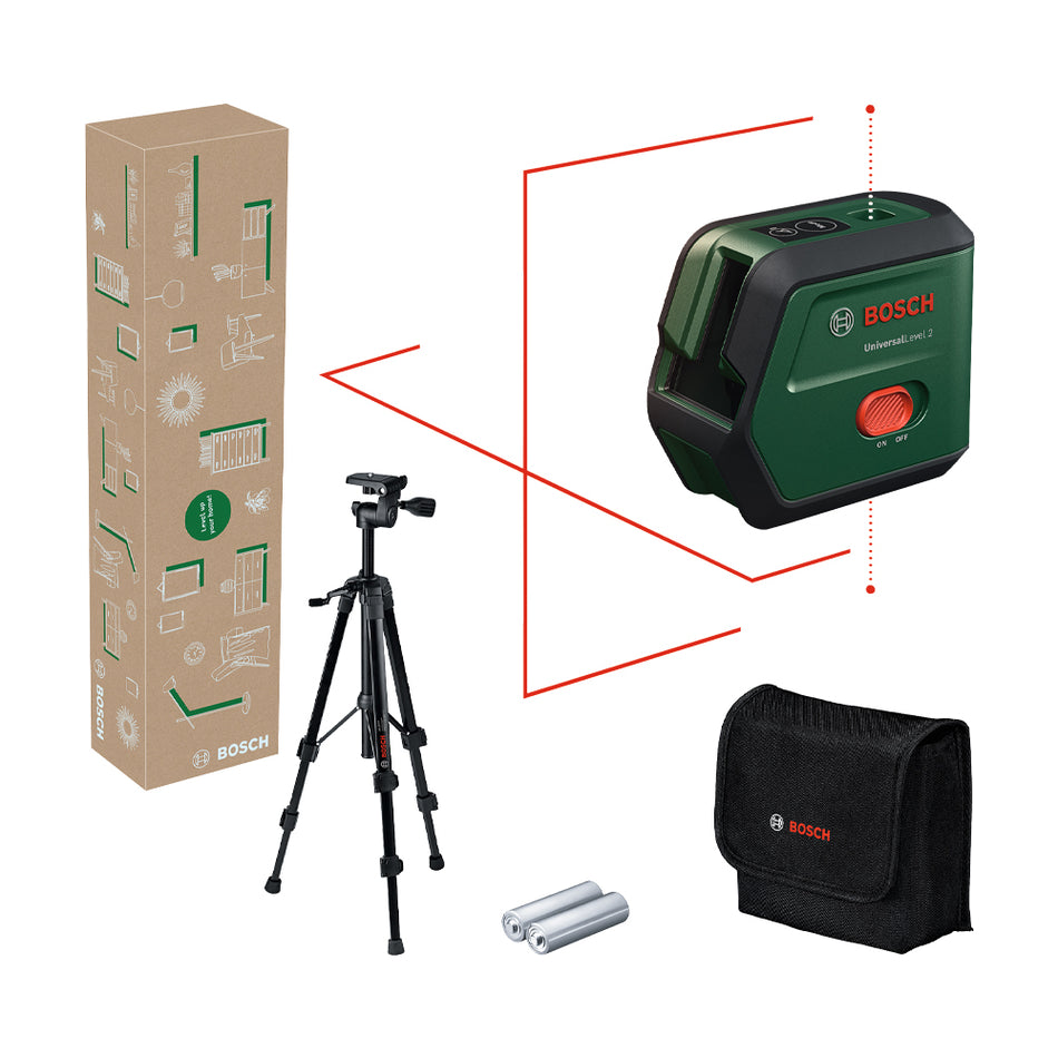 Bosch DIY UniversalLevel 2 (Tripod) Cordless Cross Line Laser 0603663FZ1