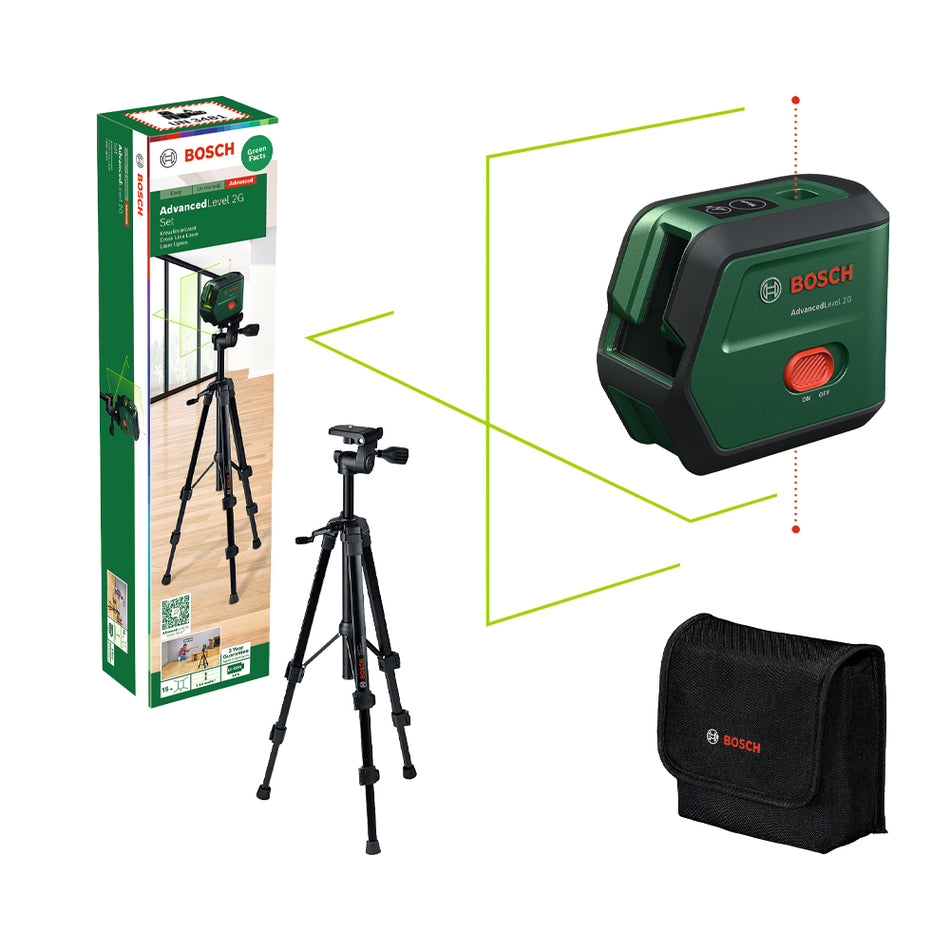 Bosch DIY AdvancedLevel 2G (Tripod) Cordless Cross Line Laser 0603663G01
