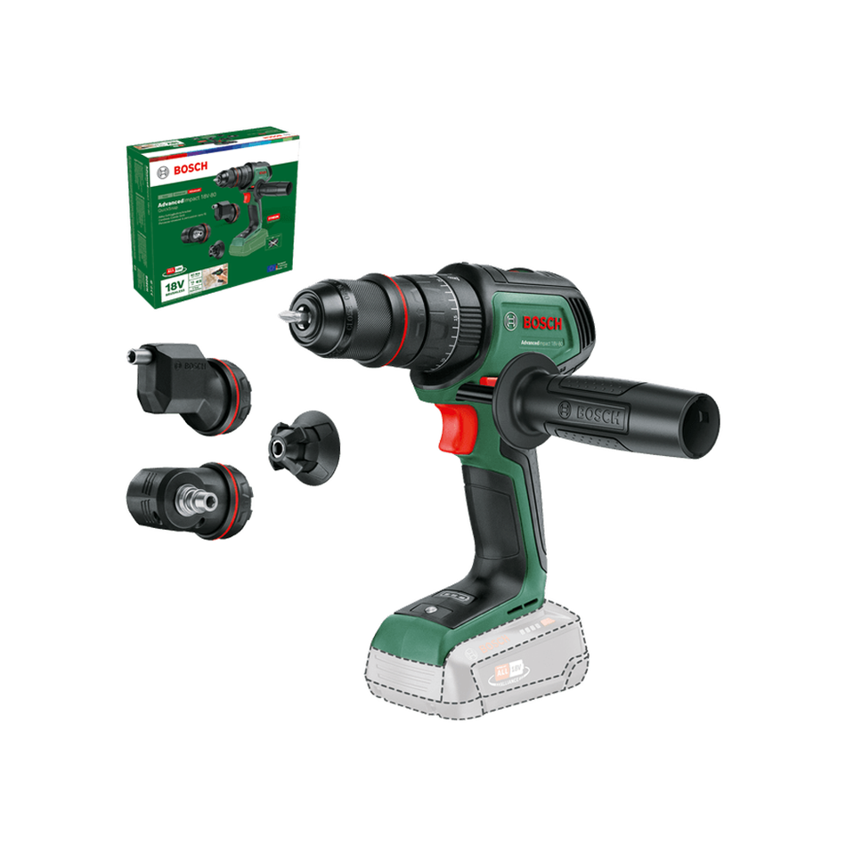 Bosch DIY AdvancedImpact 18V-80 Quicksnap (Baretool) (Set - 3 attachments) 06039E2103