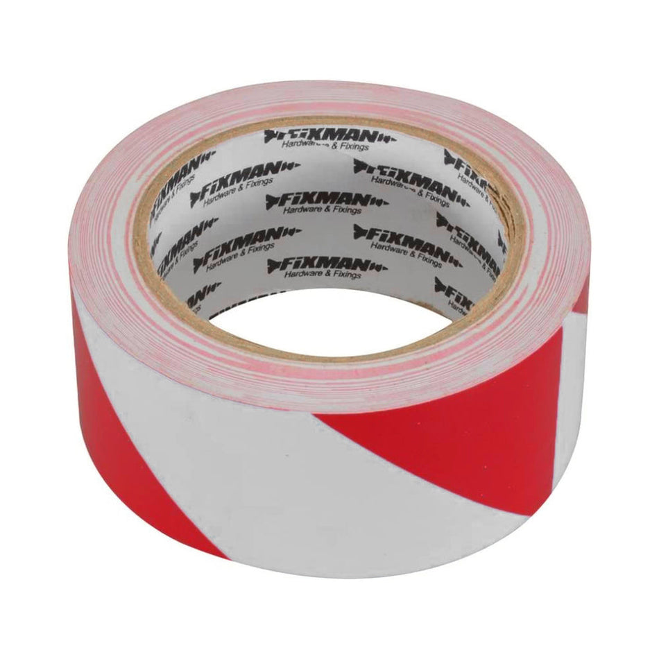 Silverline Fixman Red & White Adhesive Hazard Tape 50MMx33M 188781