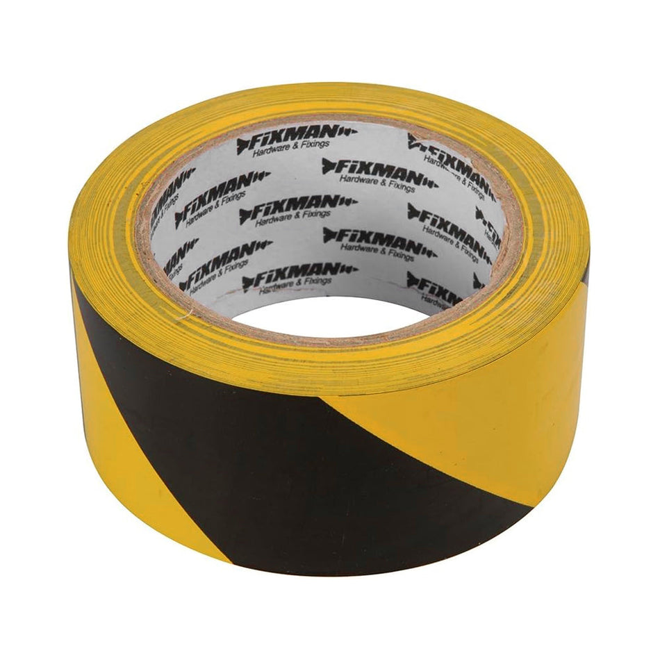 Silverline Fixman Black & Yellow Adhesive Hazard Tape 50MMx33M 190195