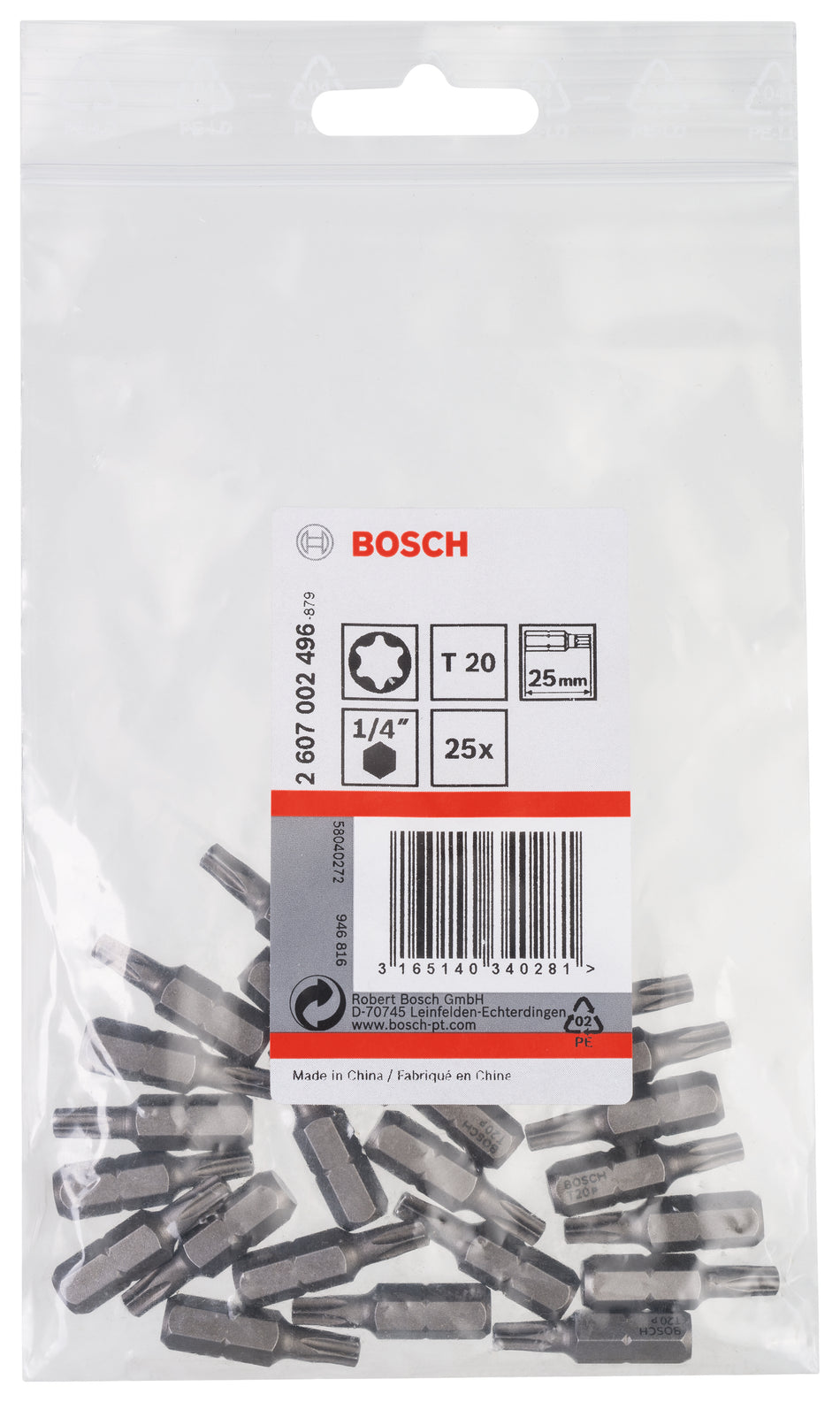 Bosch Set 25 pcs. T20, 25 mm 2607002496