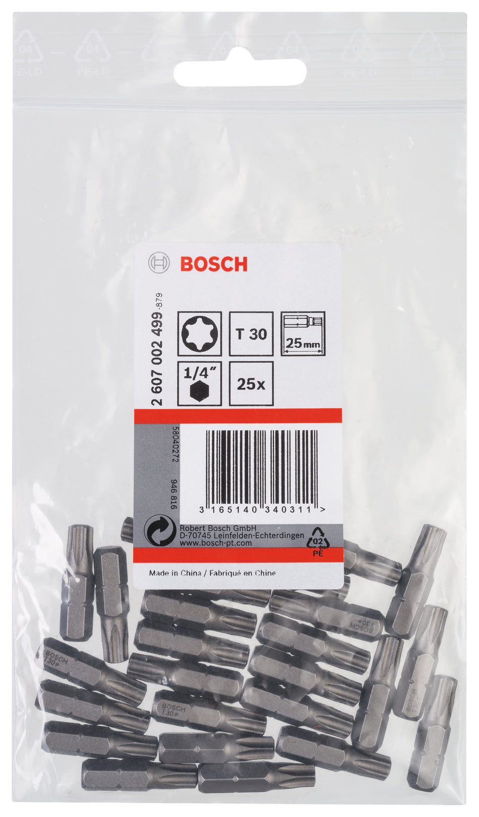 Bosch Set 25 pcs. T30, 25 mm 2607002499