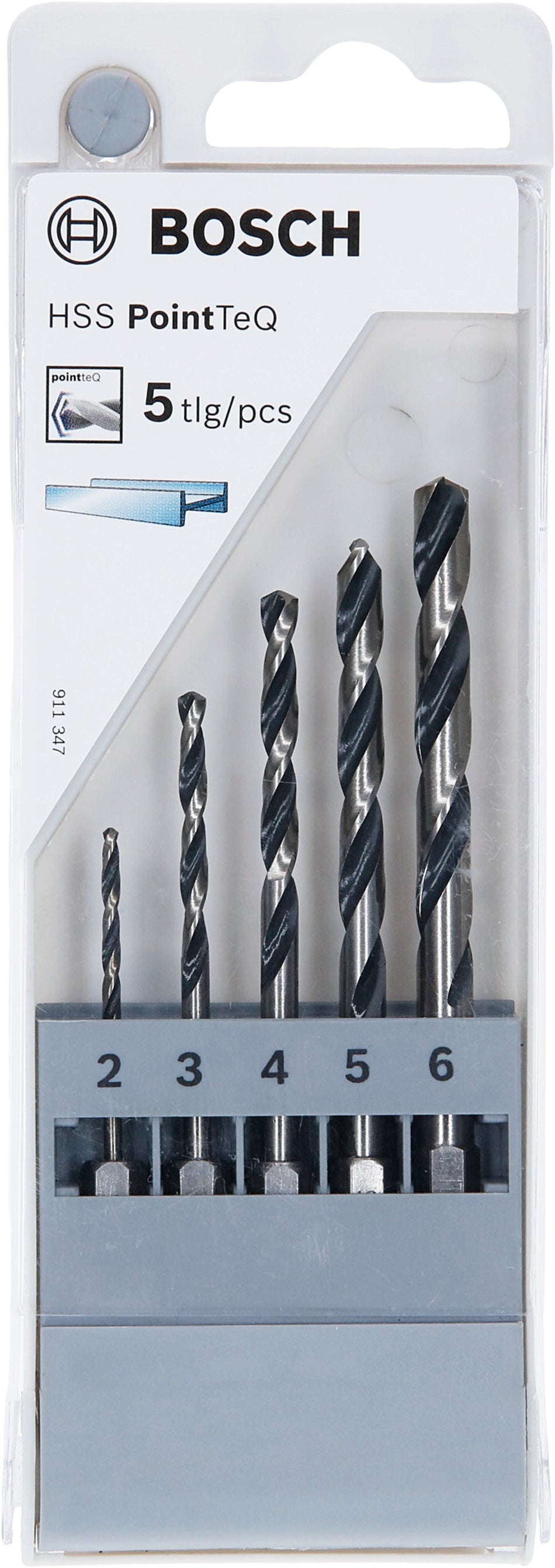 Bosch 5-piece HSS PointTeQ Hex Drill Bit set 2 6 mm 2607002824