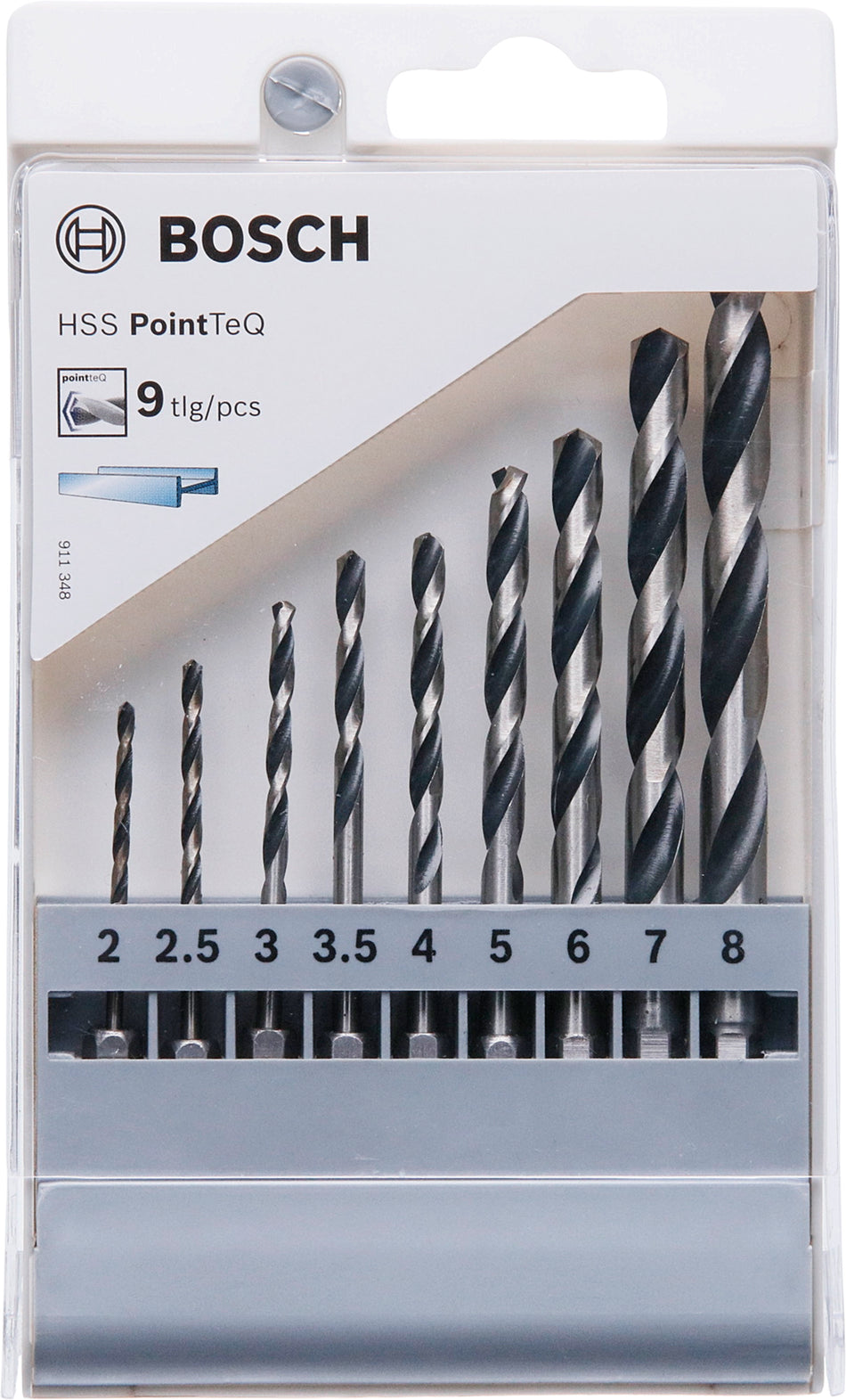 Bosch 9-piece HSS PointTeQ Hex Drill Bit set 2 8 mm 2607002826