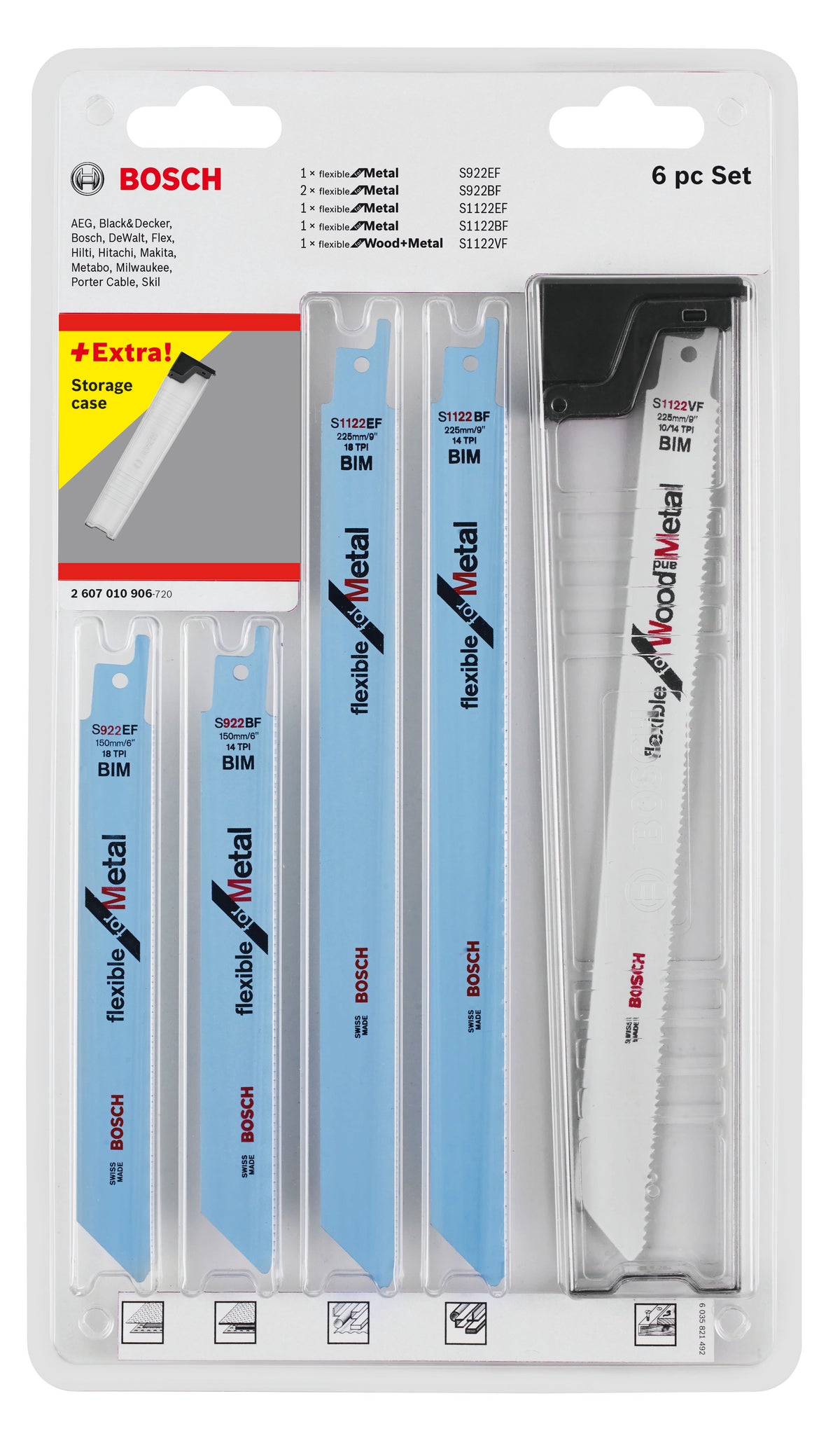 Bosch RSB 6pc Mixed set for Wood+Metal Tops. (Blister) 2607010906 ...