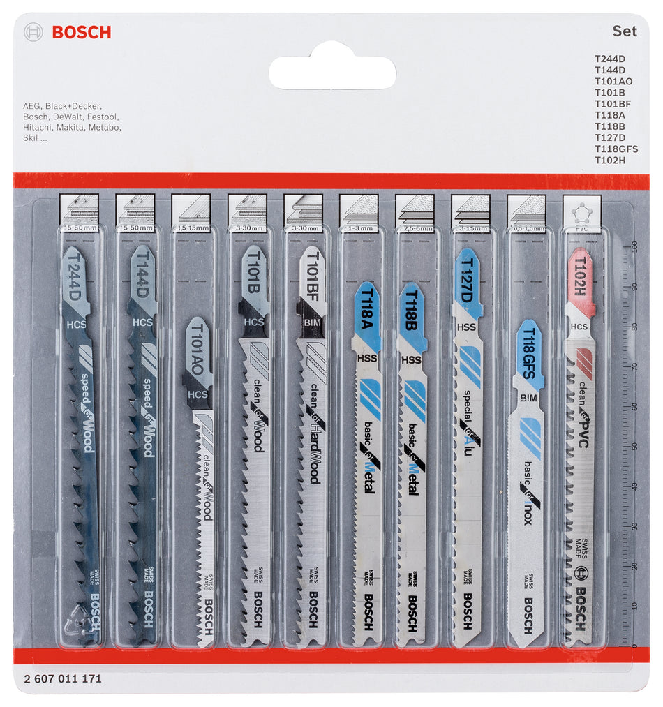 Bosch Jigsaw blade Set 10 pcs All in One 2607011171