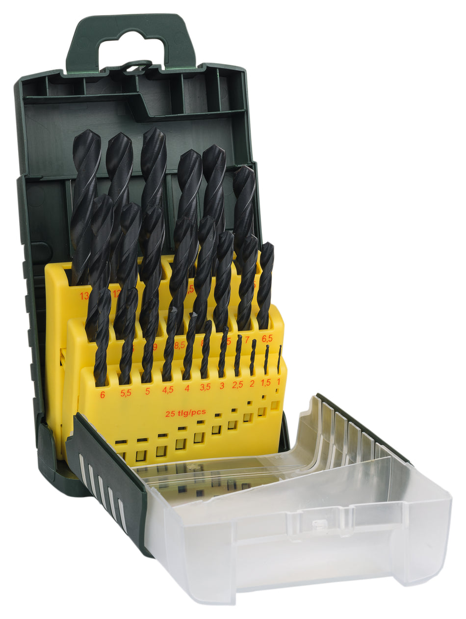 Bosch DIY 25pcs Metal Drill Bit Set in Grip Box HSS-R, 1-13mm 2607017153