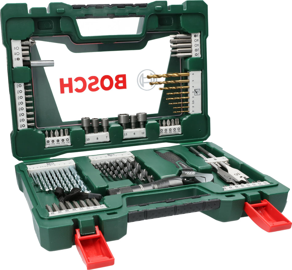 Bosch DIY 83pcs V-Line set Titanium with LED torch and adjustable spanner 2607017193