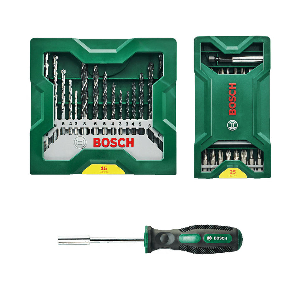 Bosch DIY Mini X Line Screwdriver/Twist Drill Bits (+Handle) 40 PCE 2607017655
