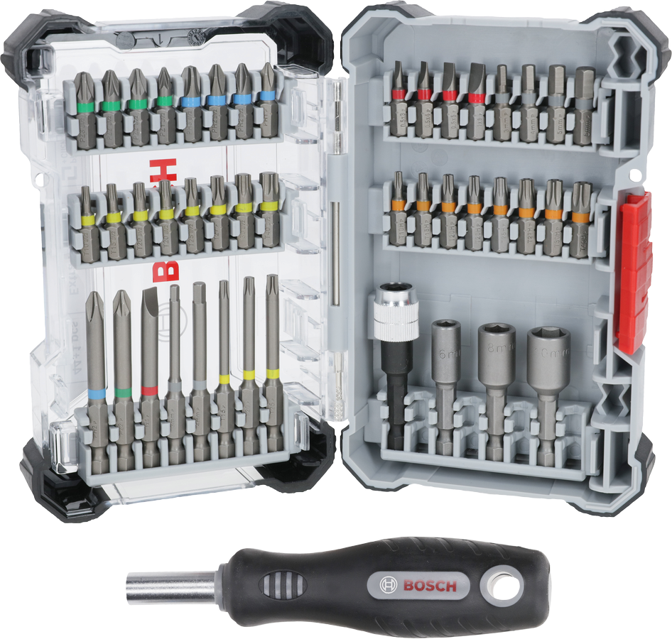 Bosch 45pcs Pick and Click screwdriver bit set with handle 2607017733
