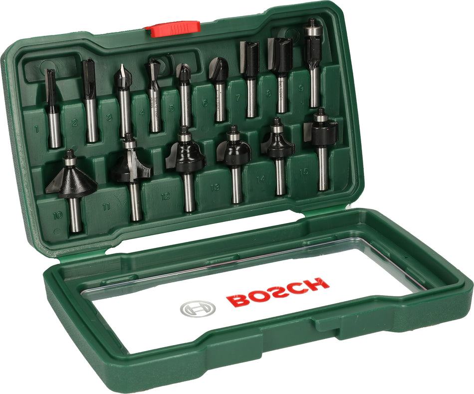 Bosch DIY 15pcs 8mm Router Bit Set 2607019469