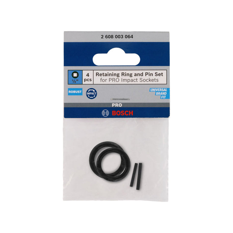 Bosch Retaining Ring & Pin PRO Impact Socket 1/4" 4 PCE 2608003064