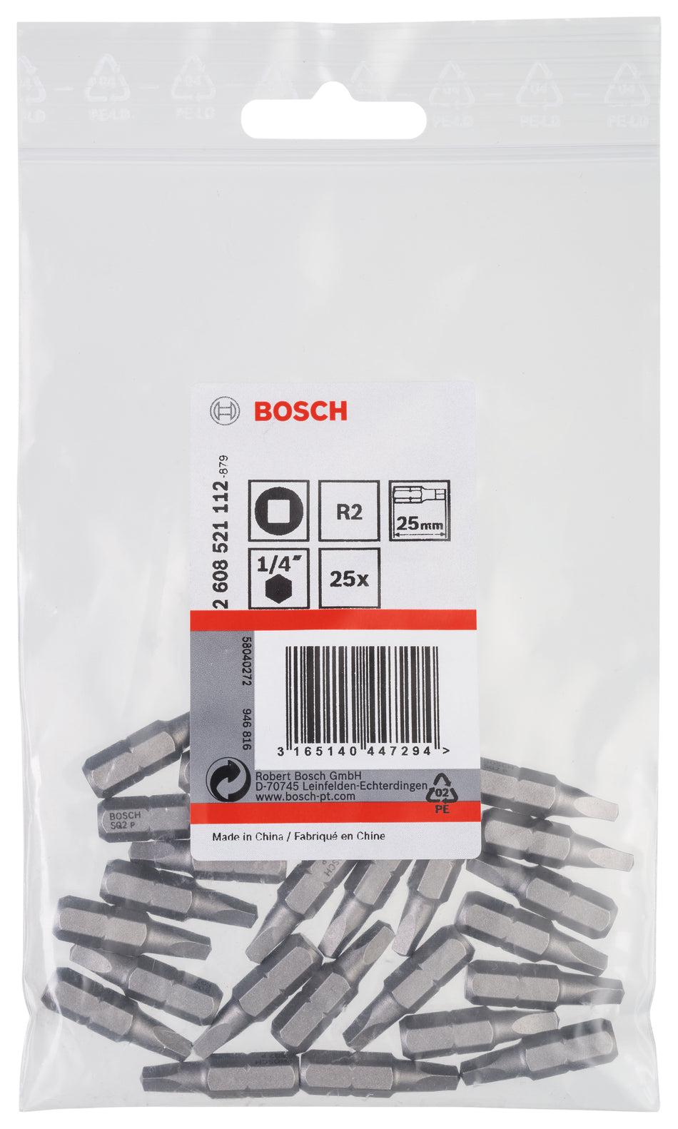 Bosch 25xScrewdriver bit Extra-Hard R2, 25 mm 2608521112