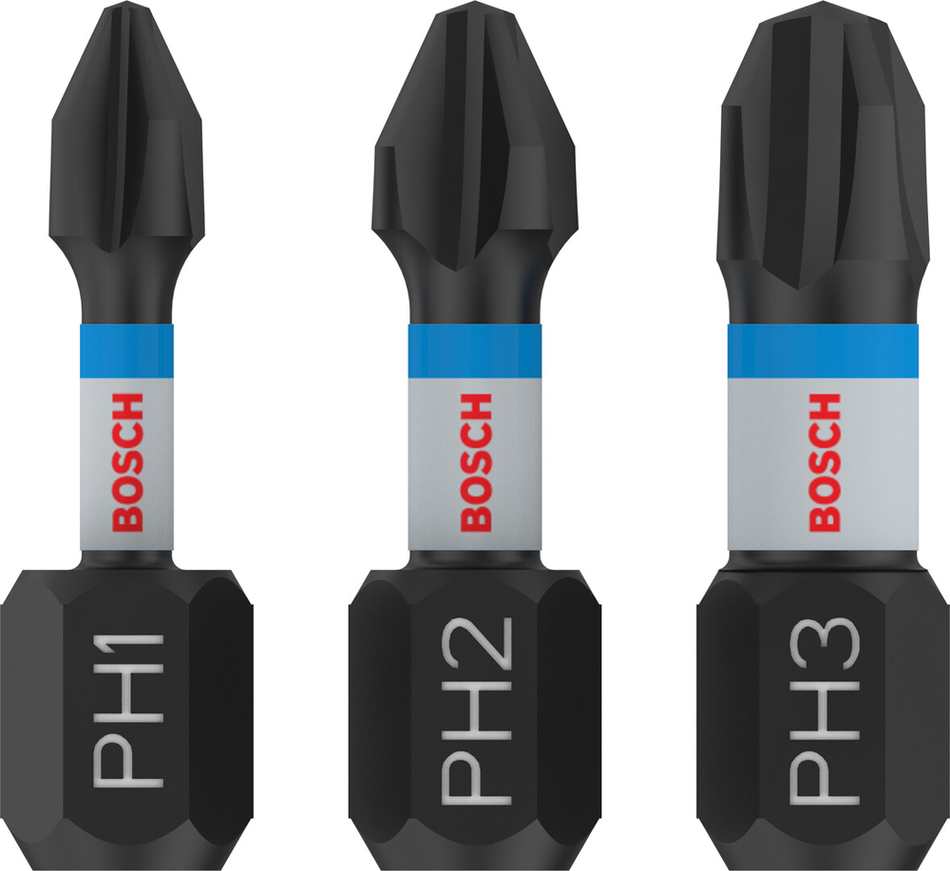 Bosch Professional PH Impact Bit PH1x25 PH2x25 PH3x25mm 3 pcs 2608522470