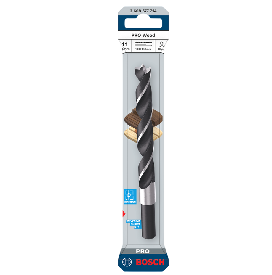 Bosch PRO Wood Brad Point Drill Bit, 11 x 100 x 142 mm 2608577714