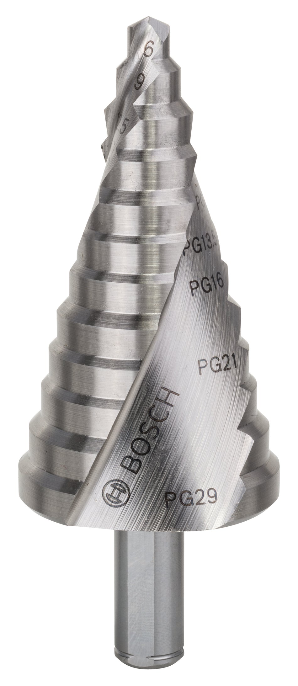 Bosch Step Drill Bit HSS 6 / 9 / 12.5 / 15.2 / 18.6 / 20.4 / 22.5 / 26 / 28.3 / 30.5 / 34 / 37 2608587428