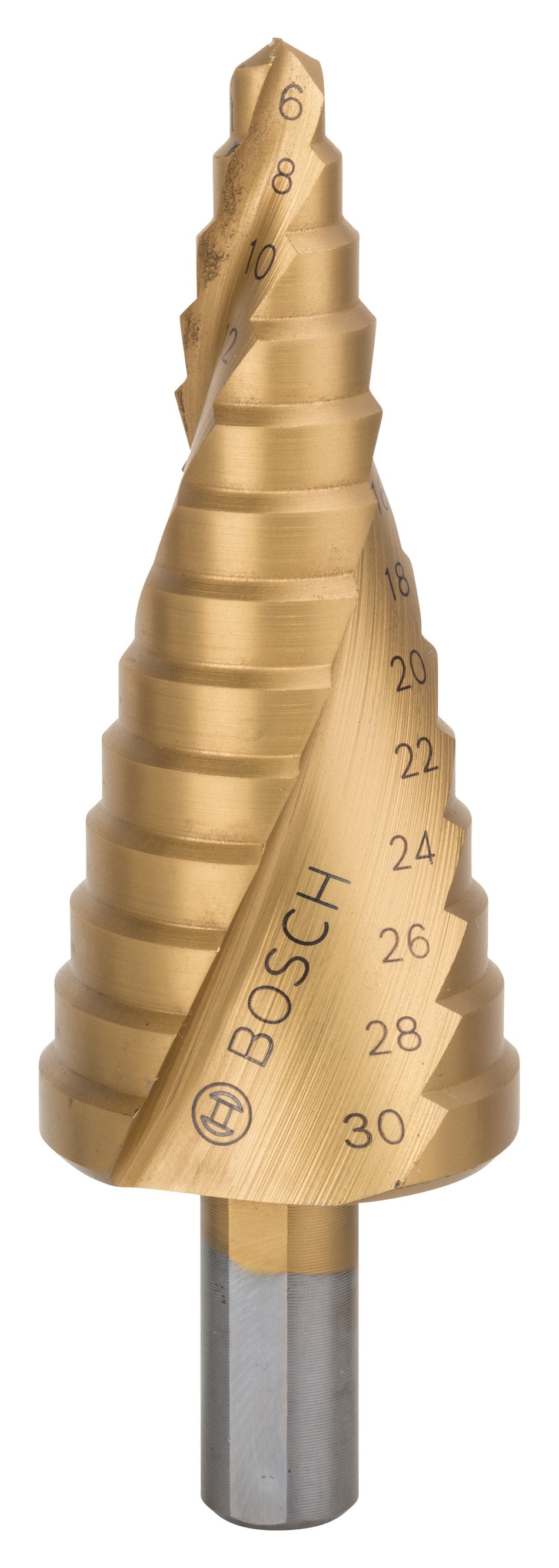 Bosch Step Drill Bit HSS-TiN 4 / 6 / 8 / 10 / 12 / 14 / 16 / 18 / 20 / 22 / 24 / 26 / 28 / 30 2608587430