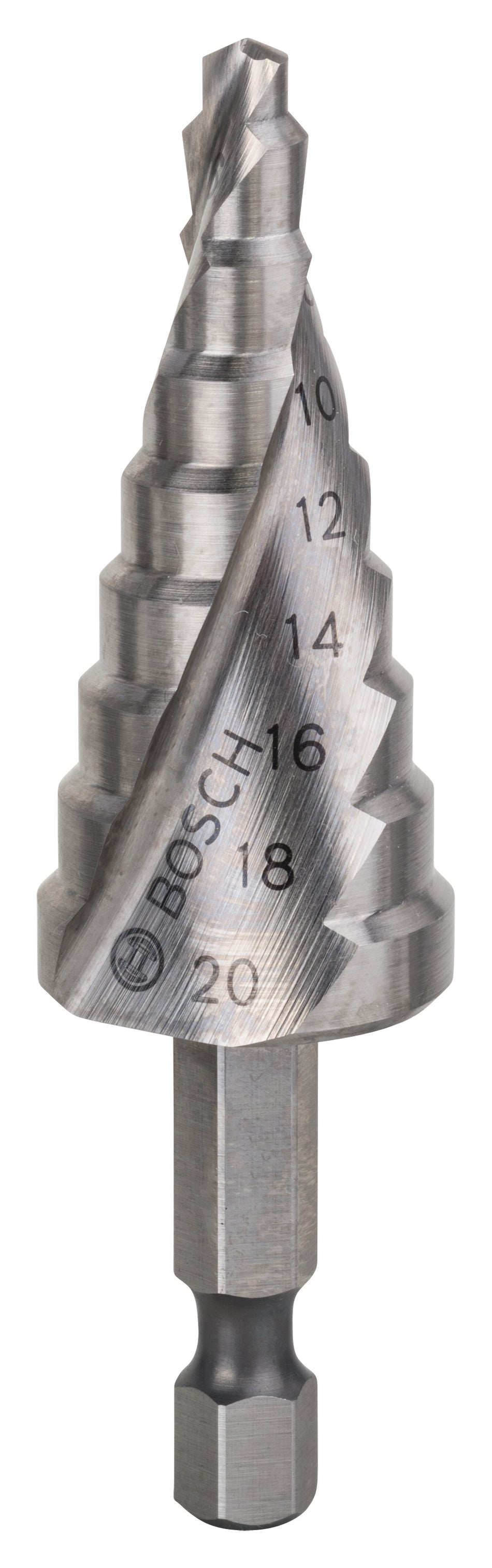 Bosch Step Drill Bit HSS 1/4 hex 4 / 6 / 8 / 10 / 12 / 14 / 16 / 18 / 20 2608597524