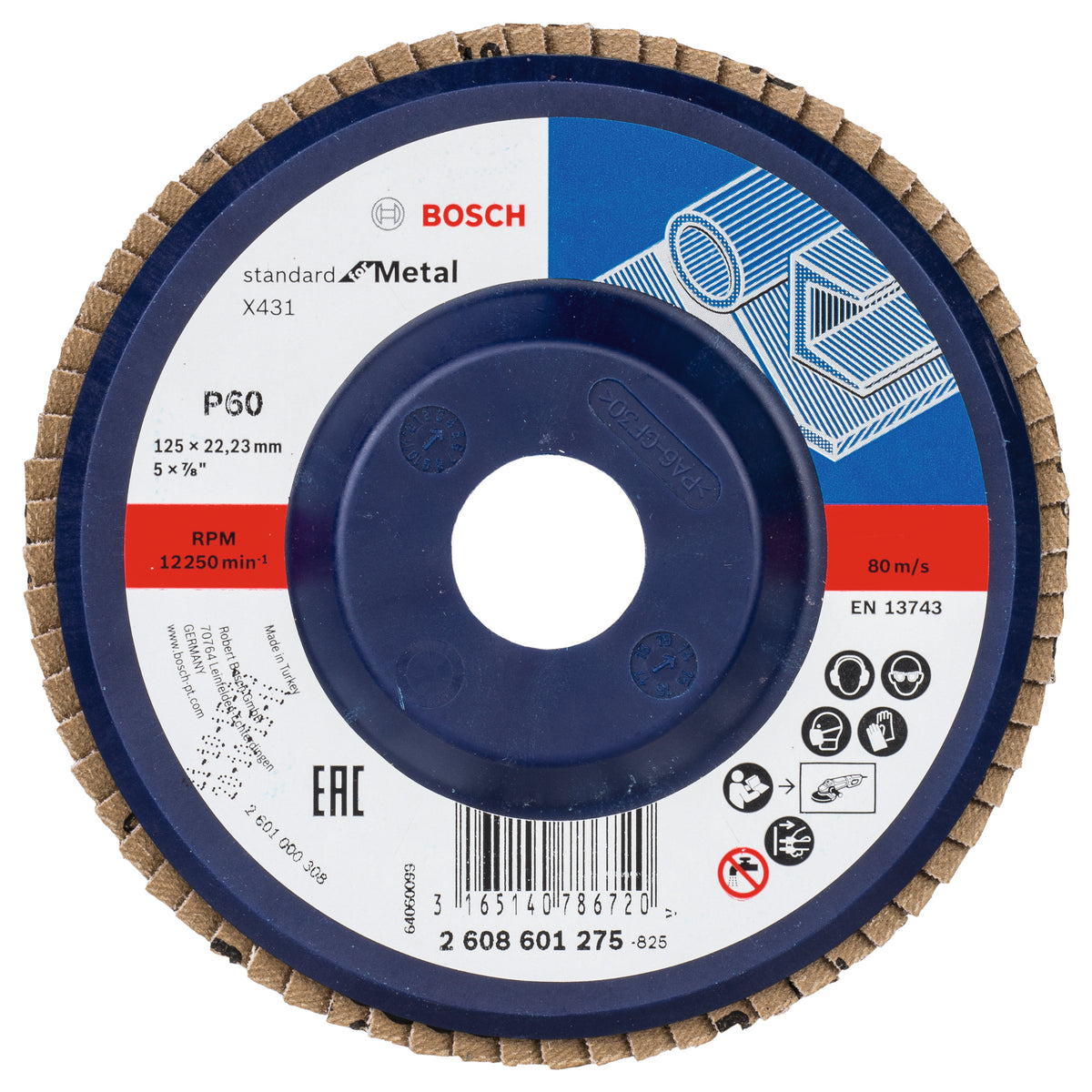 Miller Disc Color Bosch X431 flap disc, Standard for Metal 125 mm, 22.23 mm, G60 2608601 ...