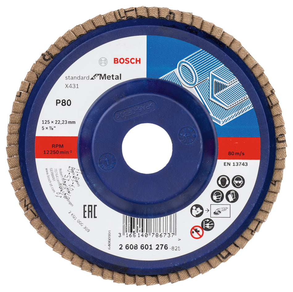 Bosch X431 flap disc, Standard for Metal 125 mm, 22.23 mm, G80 2608601276