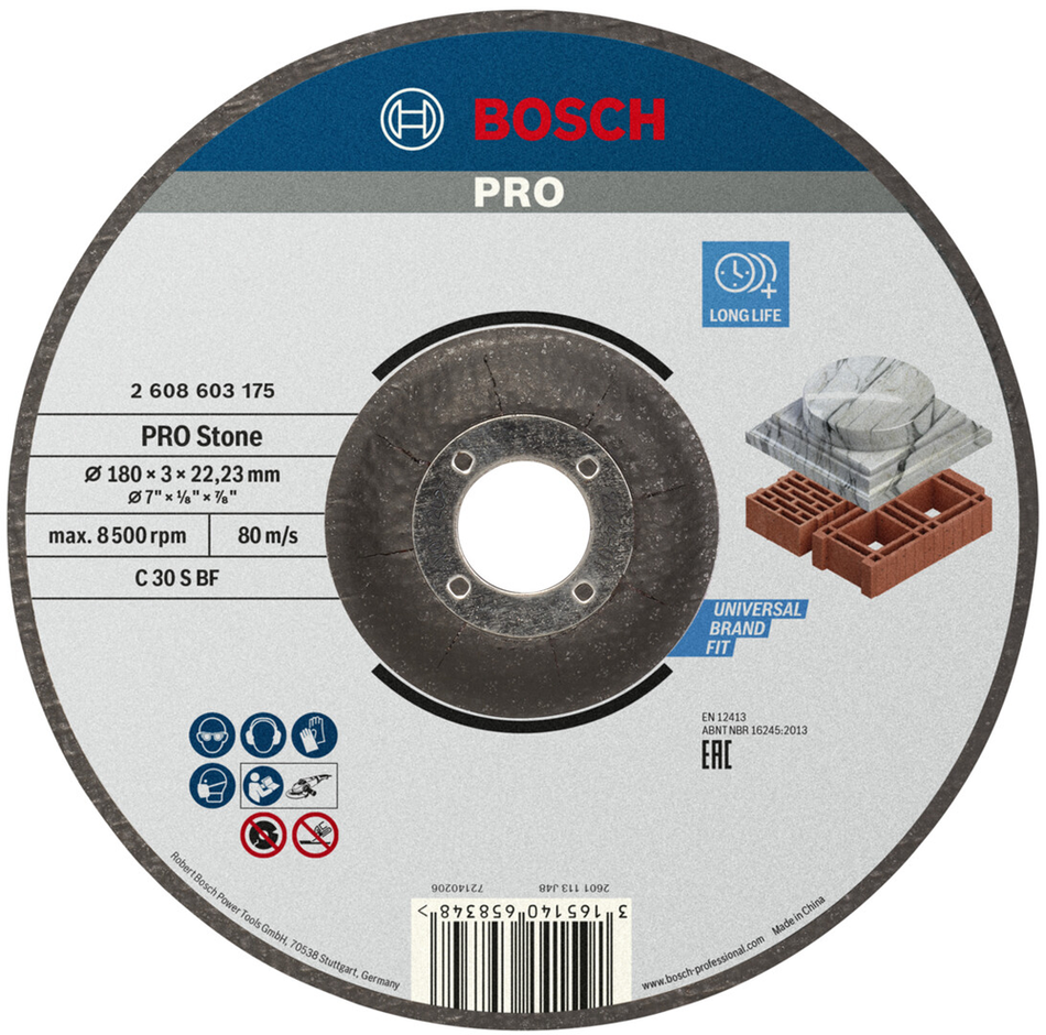 Bosch Professional Stone Bonded Cutting Disc 180 x 3 x 22.23mm 2608603175