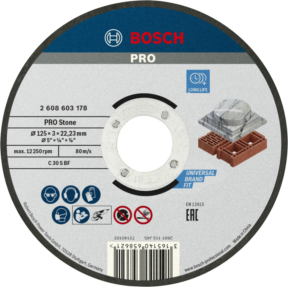 Bosch Professional Stone Cutting Disc 125x3x22.23mm 2608603178