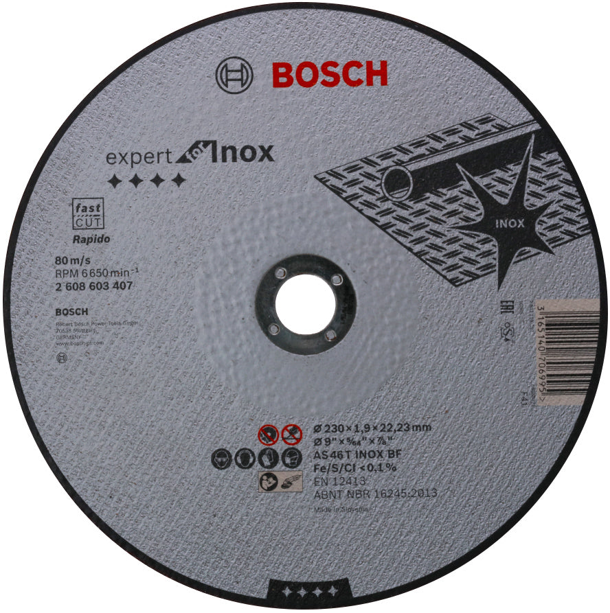 Bosch Professional Rapido straight cutting disc AS 46 T Expert for INOX BF, 230 mm, 1,9 mm 2608603407