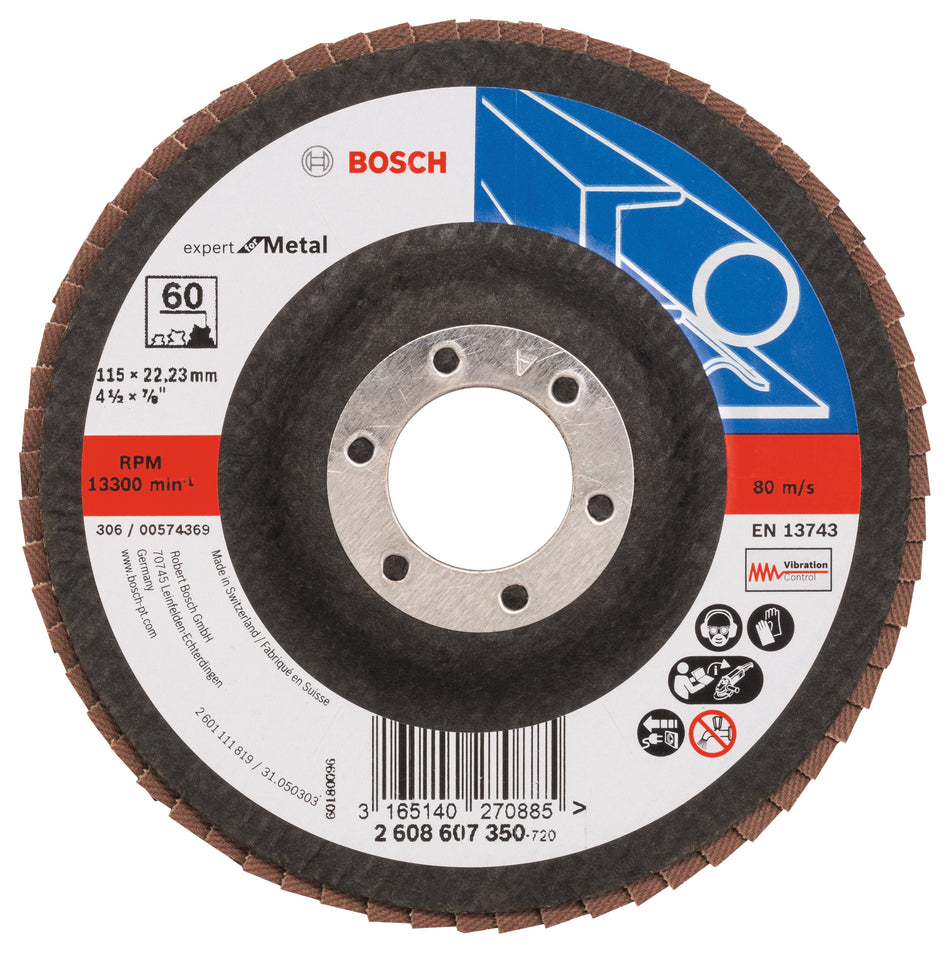 Bosch Flap disc X551, Expert for Metal D= 115 mm; G= 60, angled 2608607350