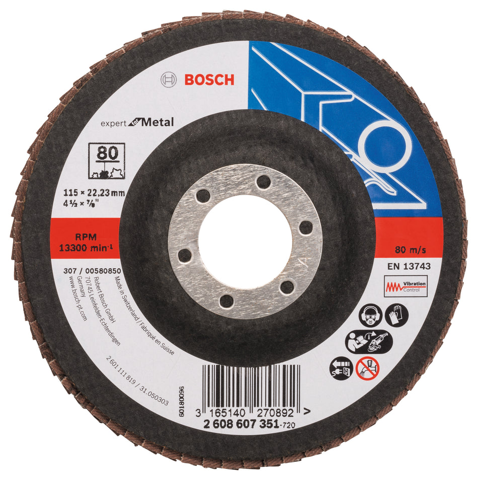 Bosch Flap disc X551, Expert for Metal D= 115 mm; G= 80, angled 2608607351