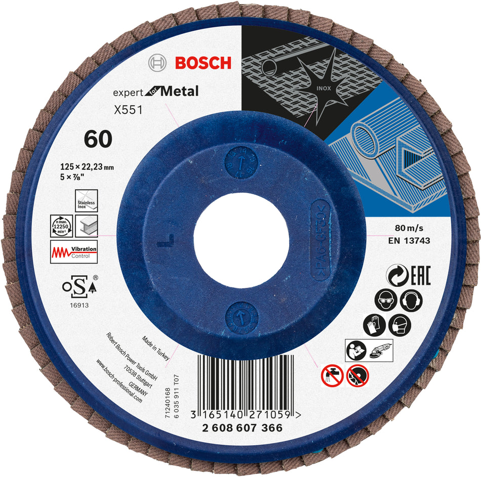 Bosch Flap disc X551, Expert for Metal D= 125 mm; G= 60, straight 2608607366