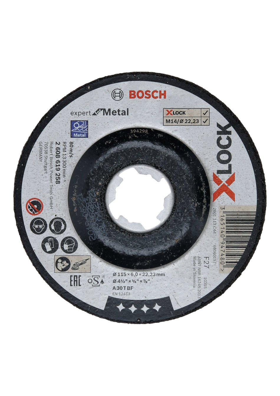 Bosch X LOCK Expert for Metal 115x6x22.23 Depressed Grinding 2608619258
