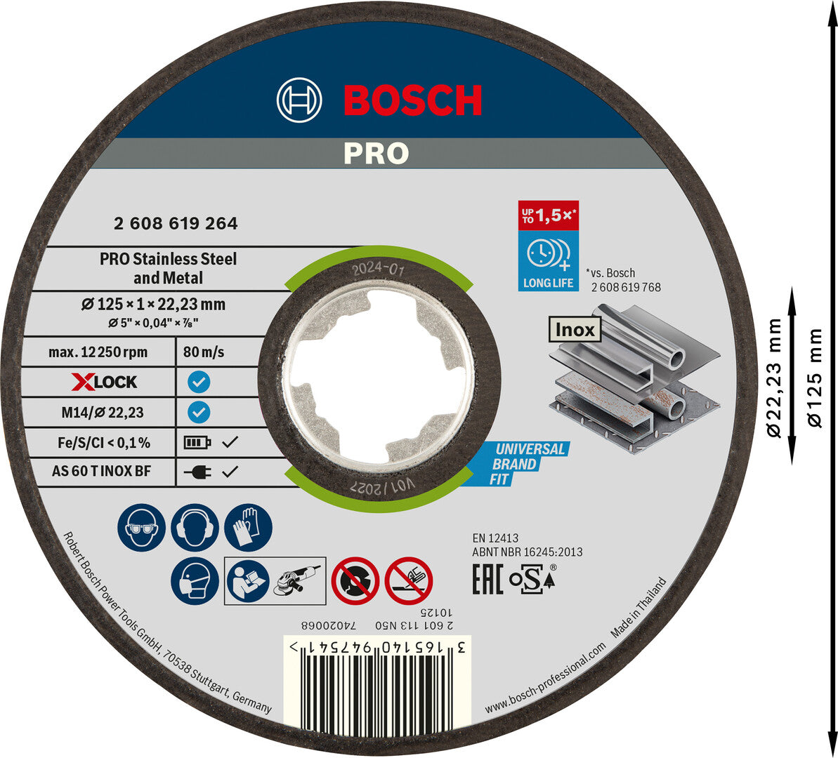 Miller Disc Color Bosch Professional Stainless Steel and Metal Bonded Cutting Disc 125 x ...
