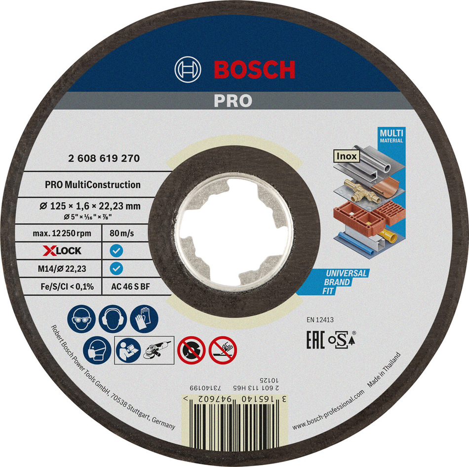 Bosch Professional Multi Material X-Lock Cutting Disc 125x1.6x22.23mm 2608619270