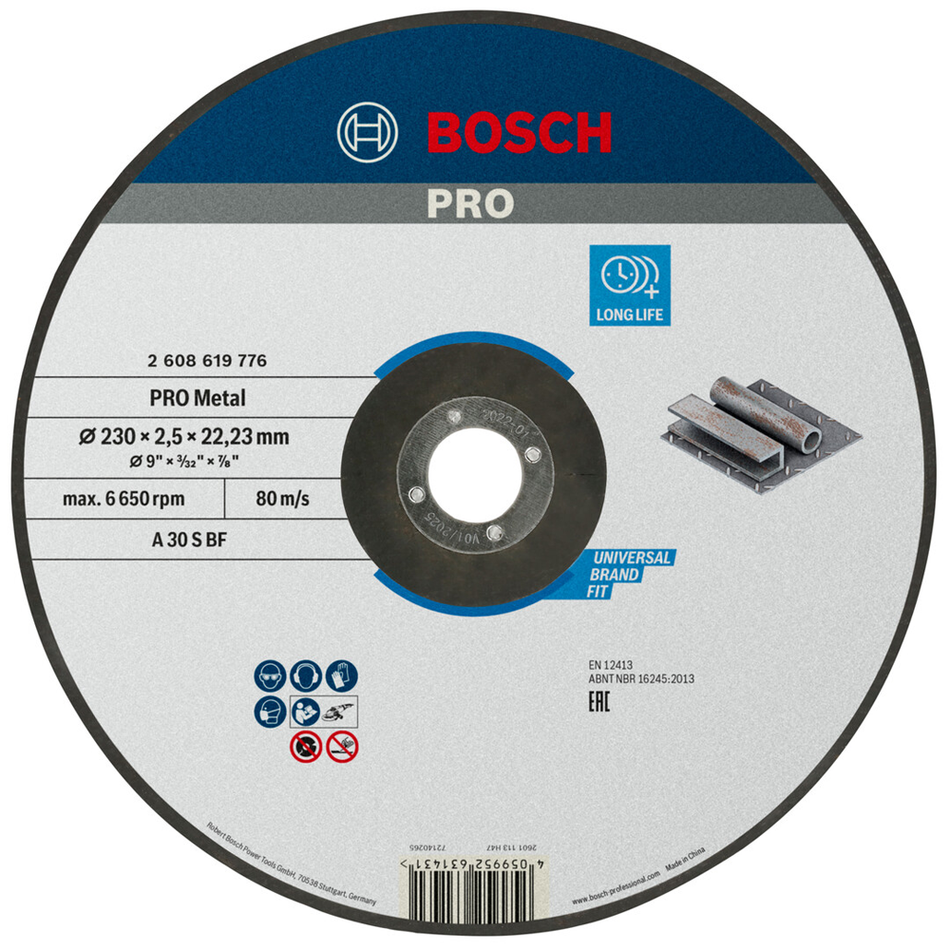 Bosch Professional Metal Bonded Cutting Disc 230 x 2.5 x 22.23mm 2608619776