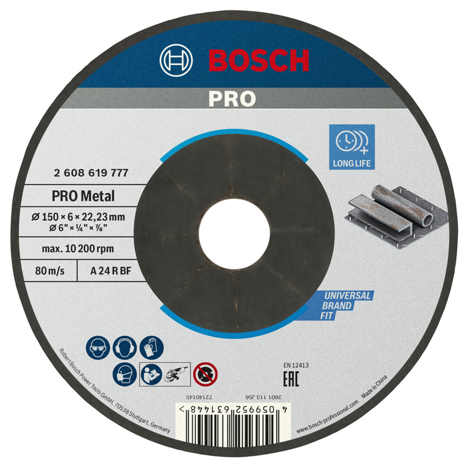 Bosch Professional Metal Bonded Grinding Disc 150 x 6 x 22.23mm 2608619777