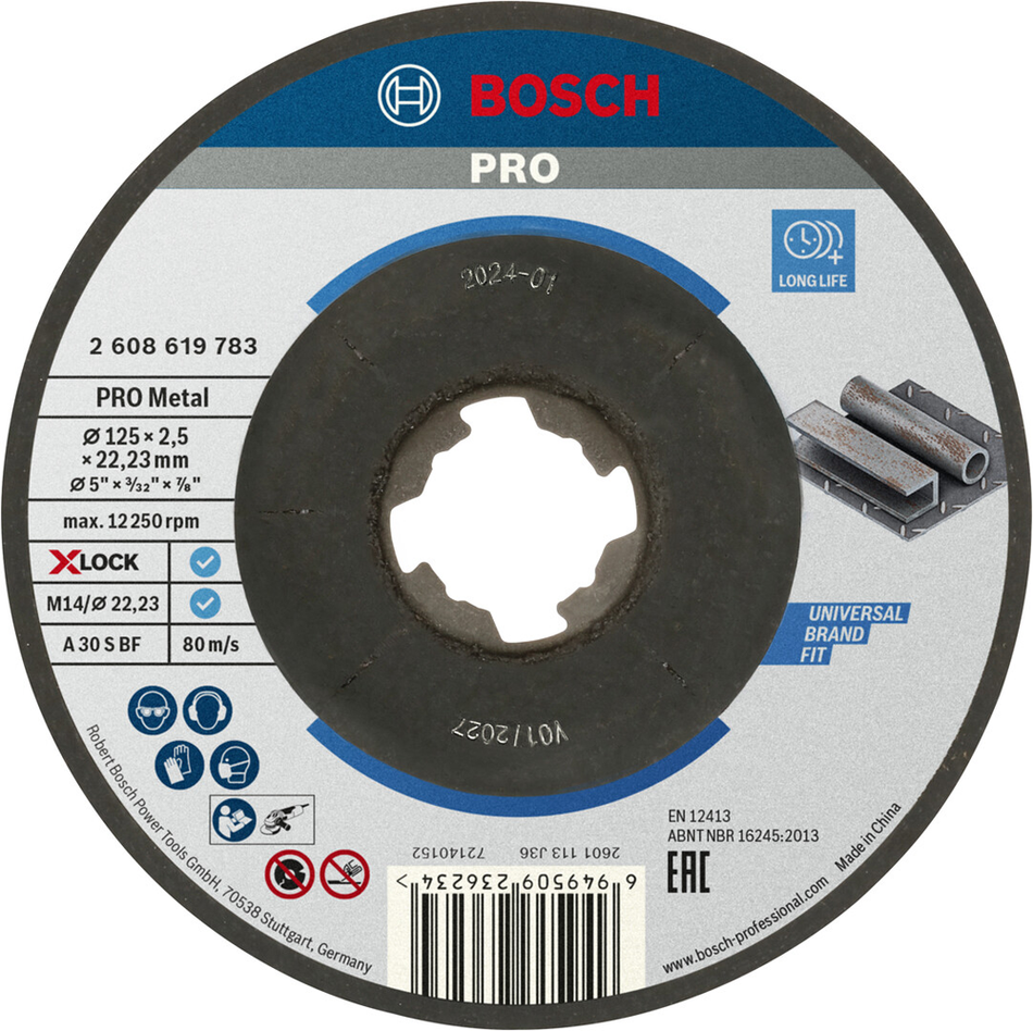 Bosch Professional Metal Bonded Cutting Disc 125 x 2.5 x 22.23mm X-Lock 2608619783