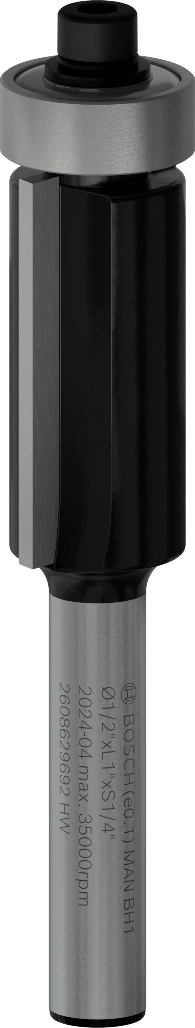 Bosch Professional Router Bit Bottom Bearing Flush Trim, 1/2? x L 1?, Shank 1/4? 2608629692