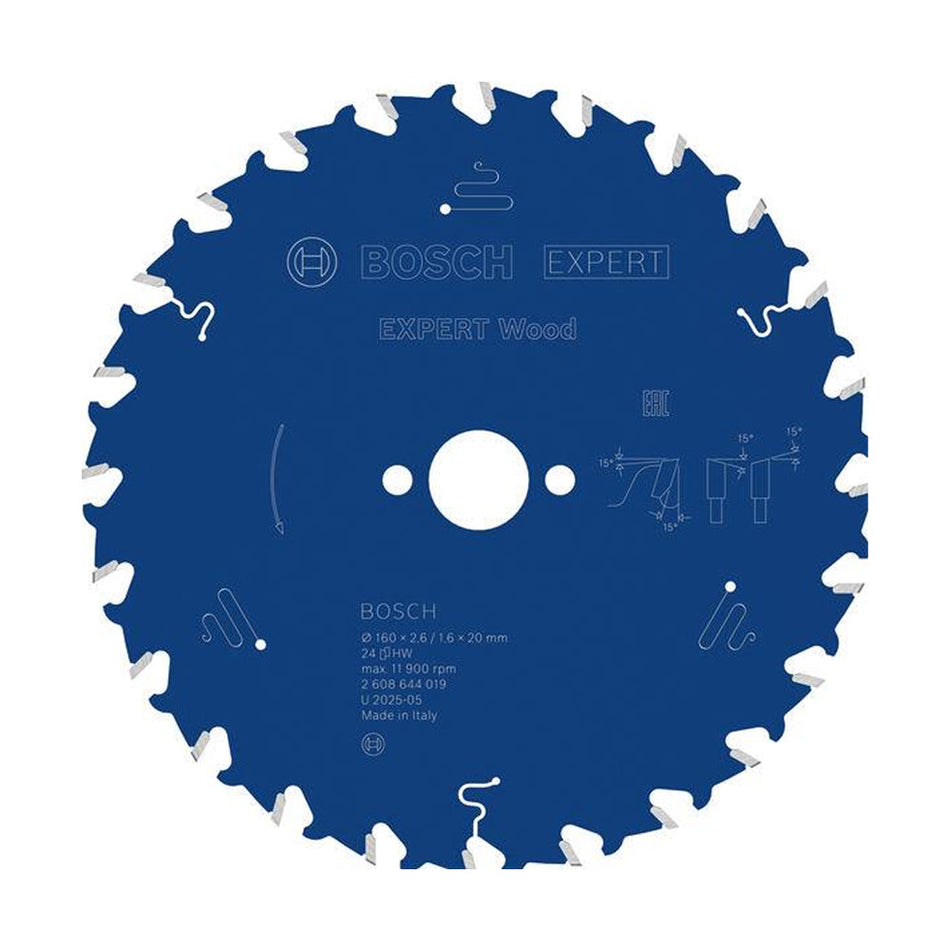 Bosch EXPERT Wood Circular Saw Blade 160x20x2.6mm 24T 2608644019
