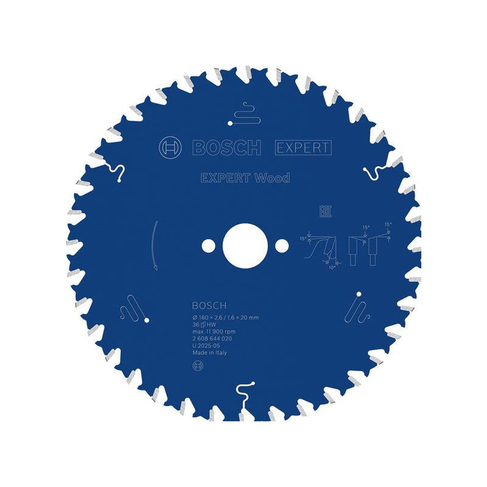 Bosch EXPERT Wood Circular Saw Blade 160x20x2.6mm 36T 2608644020