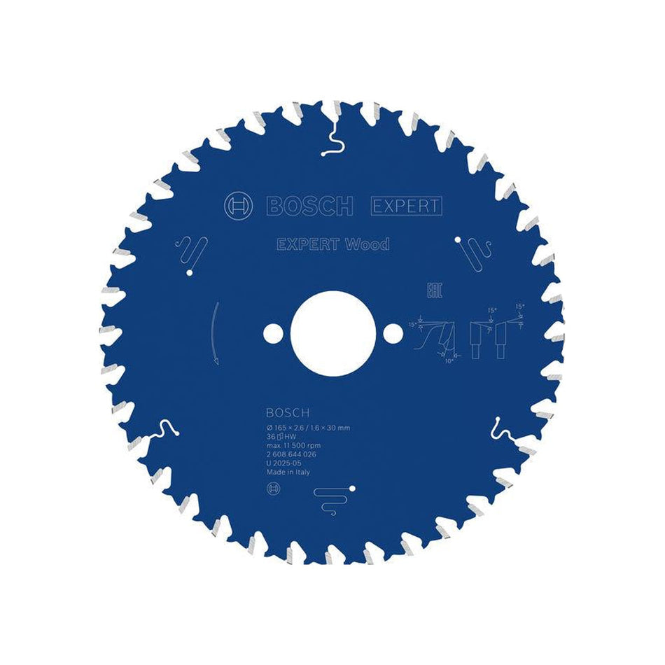 Bosch EXPERT Wood Circular Saw Blade 165x30x2.6mm 36T 2608644026
